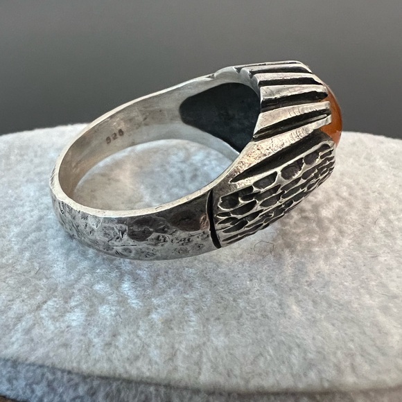 Authentic Yemeni Aqeeq Natural Yellow Agate Stone Men Vintage sterling silver size 10 men’s yellow agate ring